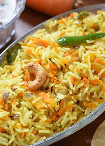 Carrot Pulao / Carrot Pilaf / Carrot Pulav / Carrot Rice