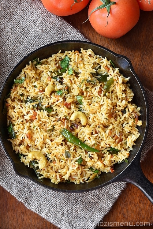 South Indian Tomato Rice / Thakkali Sadam
