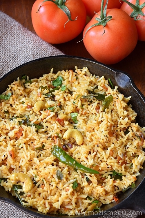 South Indian Tomato Rice / Thakkali Sadam