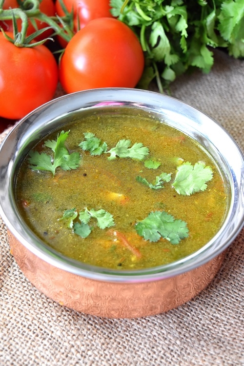 Tomato Coriander Rasam / Saaru / Chaaru / Soup